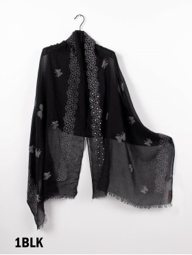 Butterflies & Pearls Stitch Print Fashion Scarf